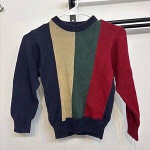 Vintage Class Club Multicolor Vertical Striped Crewneck Sweater Boys Size 6
